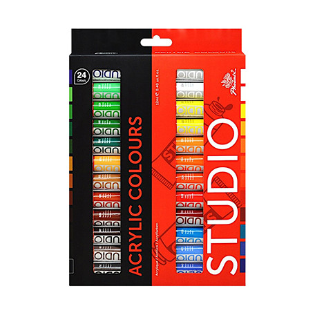 Zestaw farb akrylowych Phoenix 24 x 12ml + akcesoria