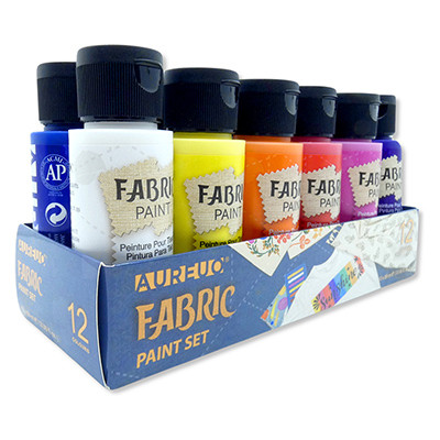 Farby do tkanin Aureuo, zestaw 12 x 59 ml