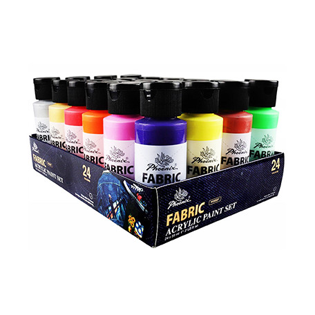 Farby do tkanin Phoenix, zestaw 24 x 59 ml