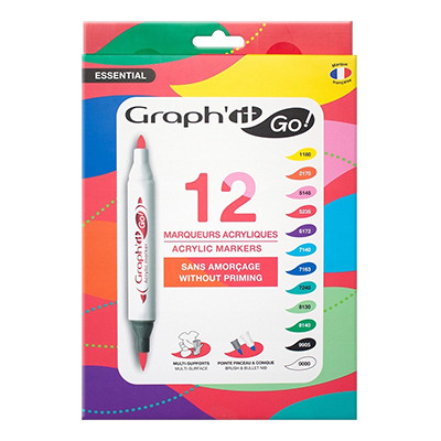Essential zestaw pisaków akrylowych Graph'it GO! 12 kol.
