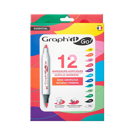 Essential zestaw pisaków akrylowych Graph'it GO! 12 kol.