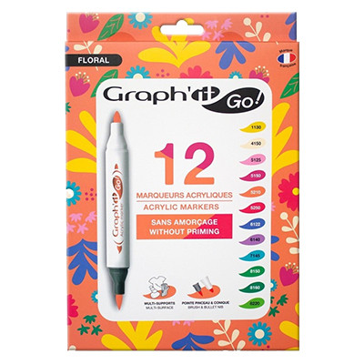 Floral, zestaw pisaków akrylowych Graph'it GO! 12 kol.