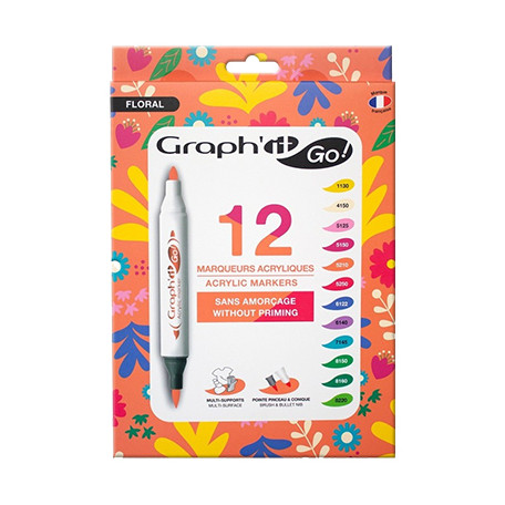 Floral, zestaw pisaków akrylowych Graph'it GO! 12 kol.