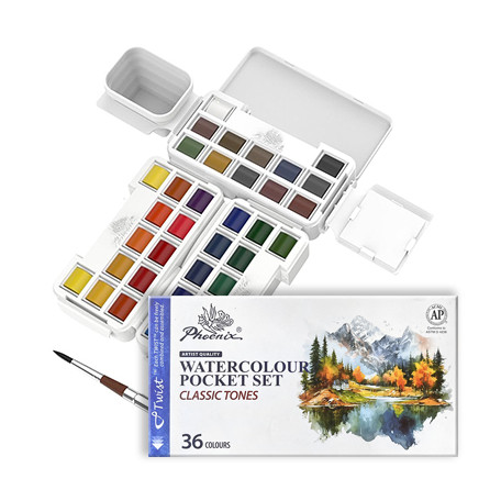 Farby akwarelowe Pocket Set Phoenix, 36 półkostek