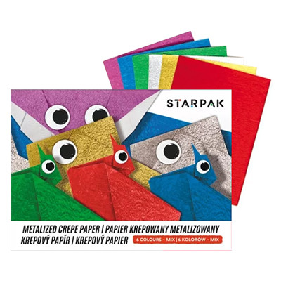 Papier krepowany metaliczny Starpak, 6 kolorów, 16 × 23 cm