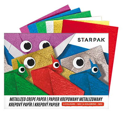 Papier krepowany metaliczny Starpak, 6 kolorów, 16 × 23 cm