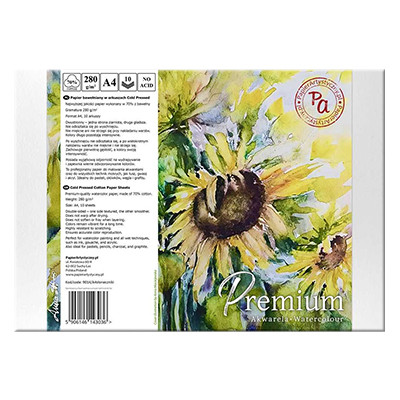 Papier do akwareli Słoneczniki A4, 280 g/m², 10 ark.