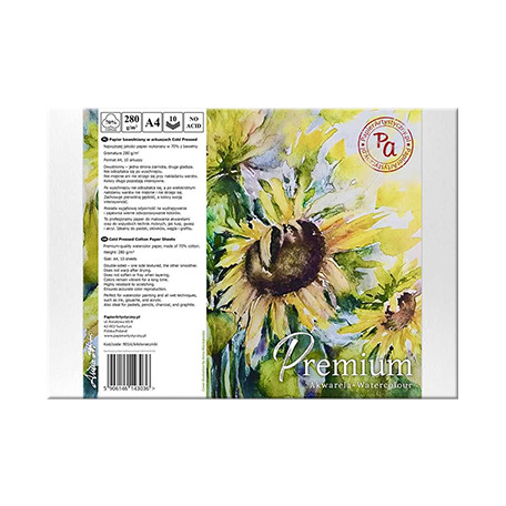 Papier do akwareli Słoneczniki A4, 280 g/m², 10 ark.