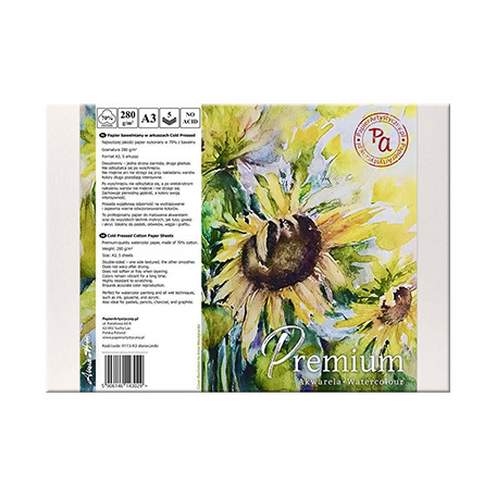 Papier do akwareli Premium A3, 280 g/m², 10 ark.