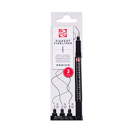 Medium, cienkopisy Pigment Fineliner Talens, 3 sztuki