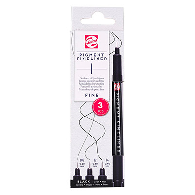 Medium, cienkopisy Pigment Fineliner Talens, 3 sztuki