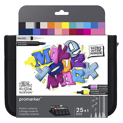Modern Lettering, pisaki Winsor & Newton 25+1 szt.