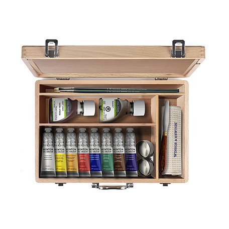 Farby olejne Winton 8 x 37 ml + akces., drewniana kaseta