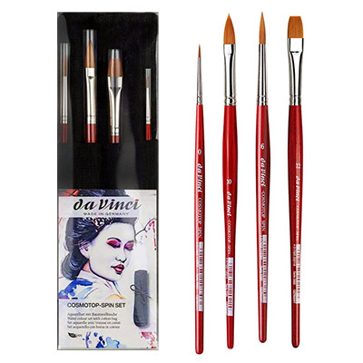 Pędzle syntetyczne do akwareli da Vinci Set, 4 sztuki
