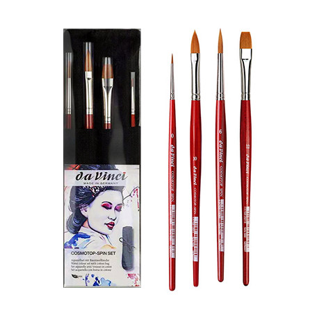 Pędzle syntetyczne do akwareli da Vinci Set, 4 sztuki
