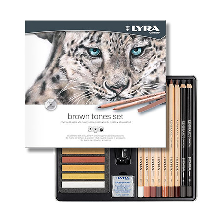 Zestaw rysunkowy Brown Tones Set Lyra, 25 elem.
