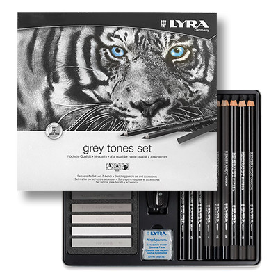 Zestaw rysunkowy Grey Tones Set Lyra, 25 elem.