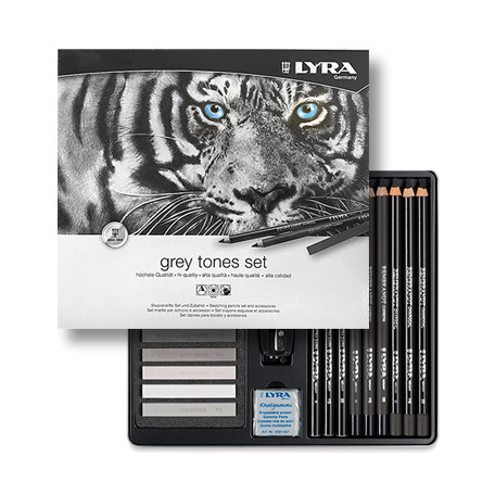 Zestaw rysunkowy Grey Tones Set Lyra, 25 elem.
