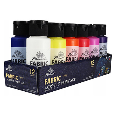 Farby do tkanin Phoenix, zestaw 12 x 59 ml