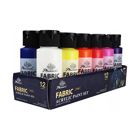 Farby do tkanin Phoenix, zestaw 12 x 59 ml