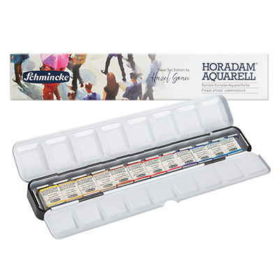 Akwarele Horadam, metalowe etui, 12 półkostek