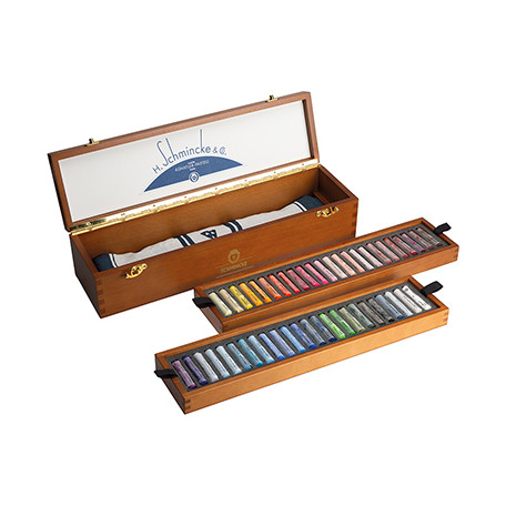 Pastele suche Schmincke, 48 kolorów w drewnianej kasecie