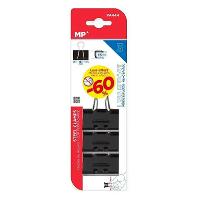 Klipsy do papieru 41 mm, zestaw 3 sztuki