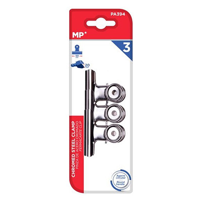 Klipsy do papieru srebrne 38 mm, zestaw 4 sztuk