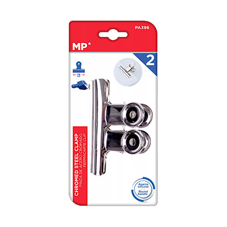 Klipsy do papieru srebrne 75 mm, zestaw 2 sztuk