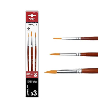 Zestaw pędzli syntetycznych do akwareli Artix, 3 sztuki