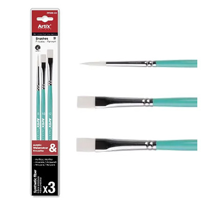 Zestaw pędzli syntetycznych do akwareli Artix, 3 sztuki