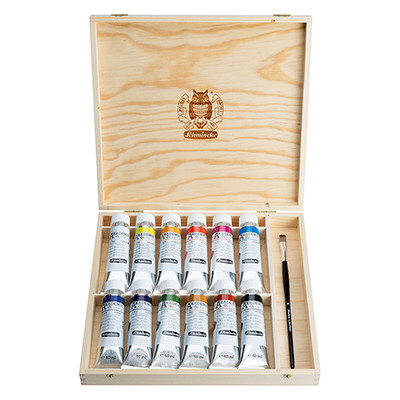 Farby olejne Akademie Schmincke, 12 x 60 ml, drewniana kaseta