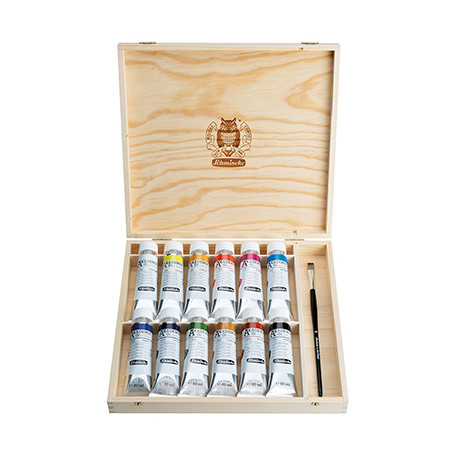 Farby olejne Akademie Schmincke, 12 x 60 ml, drewniana kaseta