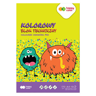 Blok techniczny kolorowy A4 Happy Color, 10 ark.