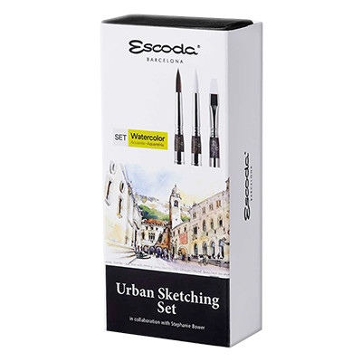 Zestaw 3 pędzli do akwareli Escoda Perla w etui