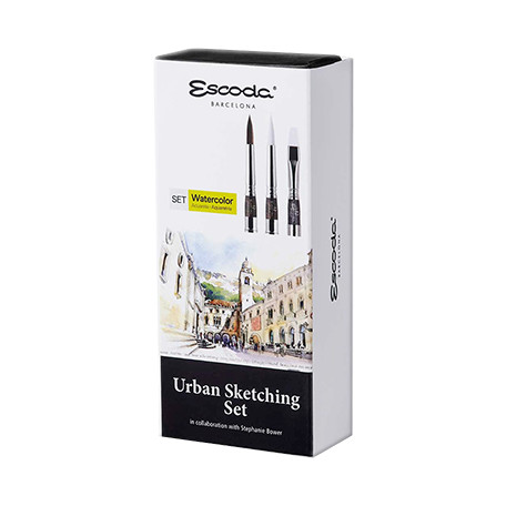 Zestaw 3 pędzli do akwareli Escoda Perla w etui