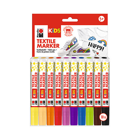 Pisaki do tkanin Textil Marker KIDS Marabu, 10 kolorów