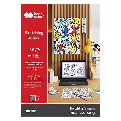 Blok szkicowy A4 Happy Color, 90 g, 50 ark.