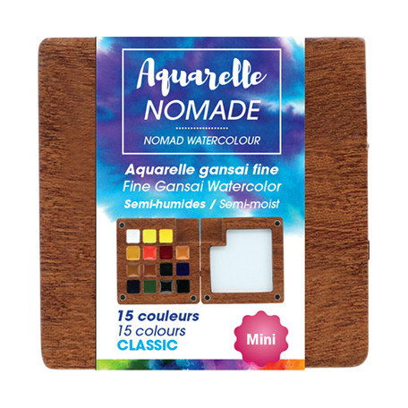 Zestaw farb Aquarelle NOMADE Mini Gansai, 15 kolorów