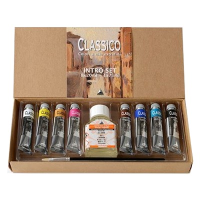Farby olejne Classico, 8 x 20ml plus akcesoria