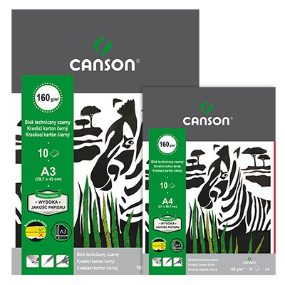 Blok techniczny czarny A4 Canson, 10 kartek 160g