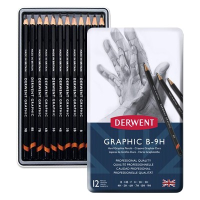 Ołówki rysunkowe Graphic Hard, Derwent, 12 sztuk