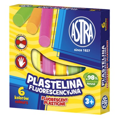 Plastelina fluorescencyjna, Astra, zestaw 6 kolorów