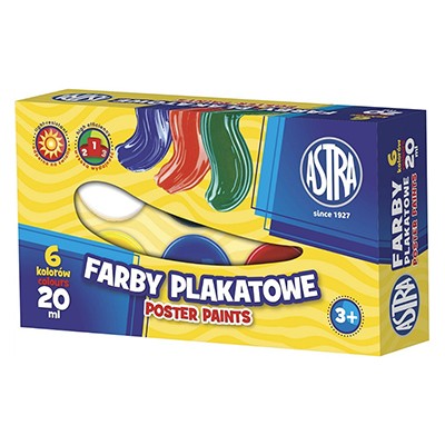 Farby plakatowe Astra, zestaw 6 x 20ml