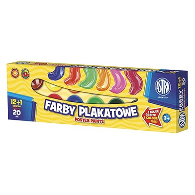 Farby plakatowe Astra, zestaw 12 x 20 ml