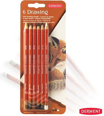 Kredki rysunkowe Drawing, Derwent, 6 kolorów