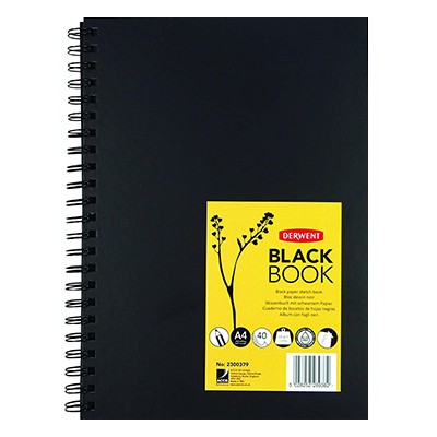 Szkicownik na spirali Black Book, Derwent, A4 pion, 200g