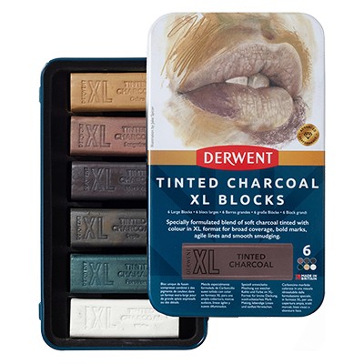 Węgiel barwiony Tinted Charcoal XL Blocks, Derwent, 6 kol.