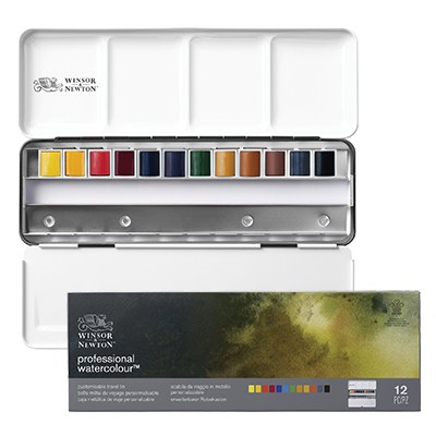 Akwarele Professional Black Box - półkostki, Winsor&amp;Newton 12kol