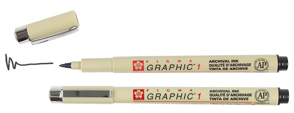 1 Black, pisak Pigma Graphic, Sakura, końcówka 1mm (okrągła)